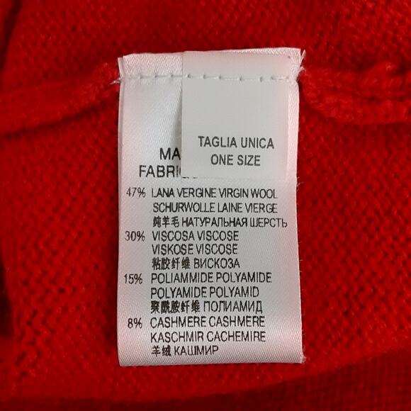 Flora Fedi Wool Cashmere Tunic Sweater Red Ribbon Cherry Red OS Made in Italy - Picture 6 of 10